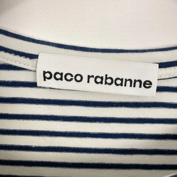 Paco Rabanne Striped Snap Button Asymmetric Drape Front Top - Picture 4 of 9